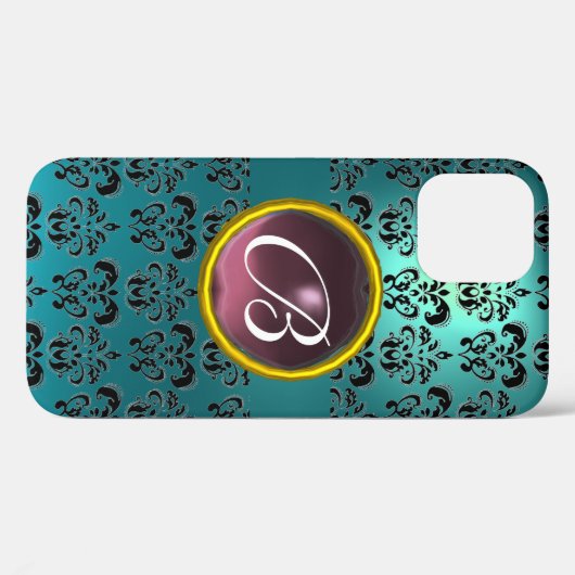 DAMASK GEM MONOGRAM blau lila Case-Mate iPhone Hülle (Rückseite (Horizontal))