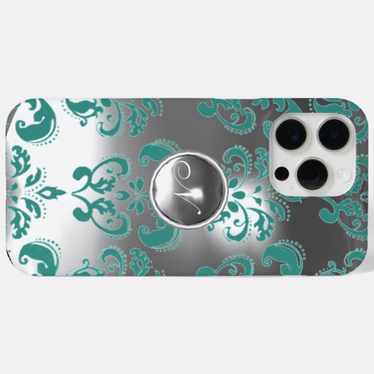 DAMASK GEM MONOGRAM blau weiß Case-Mate iPhone Hülle (Rückseite (Horizontal))