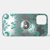 DAMASK GEM MONOGRAM blau weiß Case-Mate iPhone Hülle (Rückseite (Horizontal))