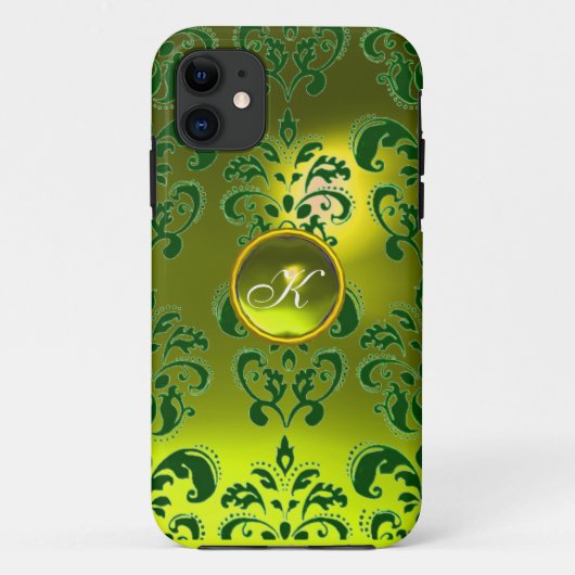 DAMASK GEM MONOGRAM Gelb Case-Mate iPhone Hülle (Rückseite)
