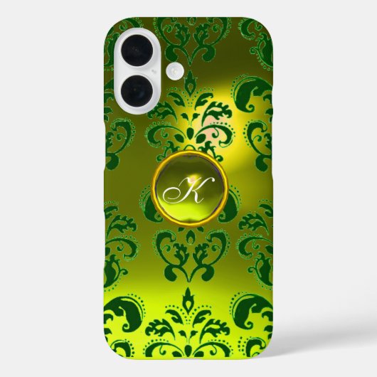DAMASK GEM MONOGRAM gelb grün Case-Mate iPhone Hülle (Rückseite)