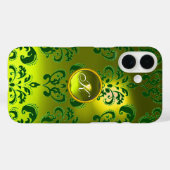 DAMASK GEM MONOGRAM gelb grün Case-Mate iPhone Hülle (Rückseite (Horizontal))