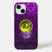 DAMASK GEM MONOGRAM Gelb lila Case-Mate iPhone Hülle (Rückseite)