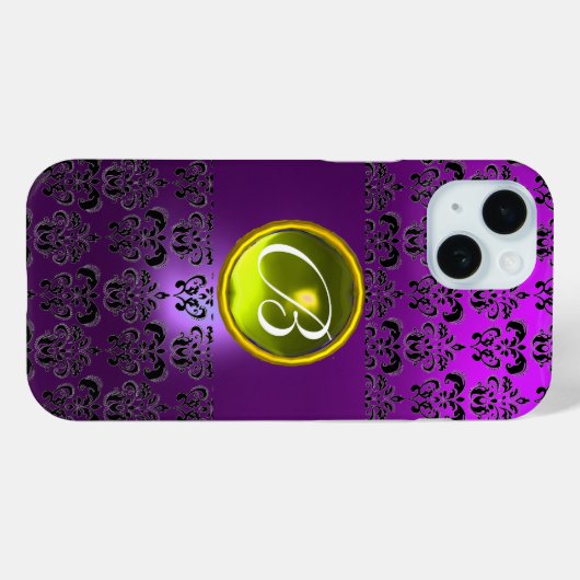 DAMASK GEM MONOGRAM Gelb lila Case-Mate iPhone Hülle (Rückseite (Horizontal))