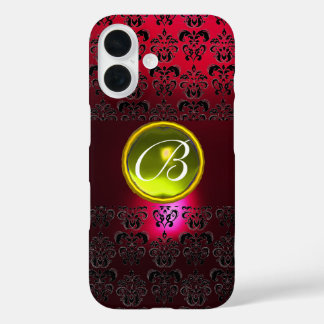 DAMASK GEM MONOGRAM Gelbes Topaz, Red Ruby iPhone 16 Hülle