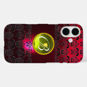 DAMASK GEM MONOGRAM Gelbes Topaz, Red Ruby Case-Mate iPhone Hülle (Rückseite (Horizontal))