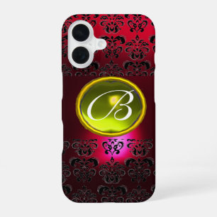 DAMASK GEM MONOGRAM Gelbes Topaz, Red Ruby iPhone 16 Hülle