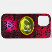 DAMASK GEM MONOGRAM Gelbes Topaz, Red Ruby iPhone Hülle (Rückseite (Horizontal))