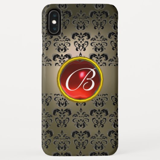 DAMASK GEM MONOGRAM grau schwarz Case-Mate iPhone Hülle (Rückseite)