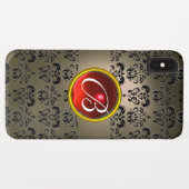 DAMASK GEM MONOGRAM grau schwarz Case-Mate iPhone Hülle (Rückseite (Horizontal))