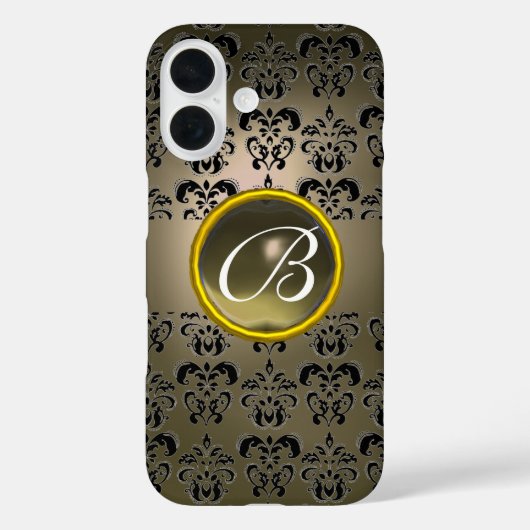DAMASK GEM MONOGRAM grau schwarz Case-Mate iPhone Hülle (Rückseite)