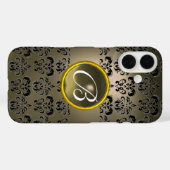 DAMASK GEM MONOGRAM grau schwarz Case-Mate iPhone Hülle (Rückseite (Horizontal))
