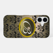 DAMASK GEM MONOGRAM grau schwarz iPhone 16 Hülle (Rückseite (Horizontal))