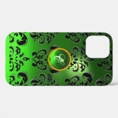 DAMASK GEM MONOGRAM grün Case-Mate iPhone Hülle (Rückseite (Horizontal))