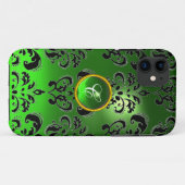 DAMASK GEM MONOGRAM grün Case-Mate iPhone Hülle (Rückseite (Horizontal))