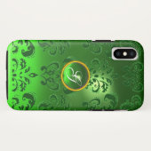 DAMASK GEM MONOGRAM grün Case-Mate iPhone Hülle (Rückseite (Horizontal))
