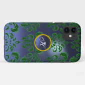 DAMASK GEM MONOGRAM grün lila dunkel Case-Mate iPhone Hülle (Rückseite (Horizontal))