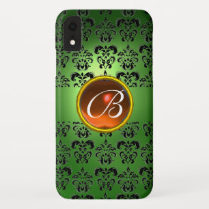 DAMASK GEM MONOGRAM grün schwarz orange Case-Mate iPhone Hülle
