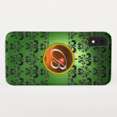 DAMASK GEM MONOGRAM grün schwarz orange Case-Mate iPhone Hülle (Rückseite (Horizontal))