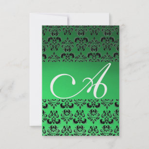 DAMASK GEM MONOGRAM grünes uAwg Einladung