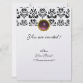 DAMASK GEM MONOGRAM lila rosa Eis weiß Einladung (Rückseite)