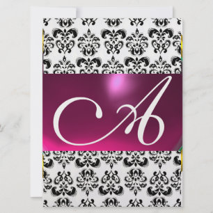 DAMASK GEM MONOGRAM lila rosa eisweiß Einladung