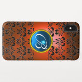 DAMASK GEM MONOGRAM Orange blau Case-Mate iPhone Hülle (Rückseite (Horizontal))