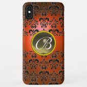 DAMASK GEM MONOGRAM Orange schwarz Case-Mate iPhone Hülle (Rückseite)