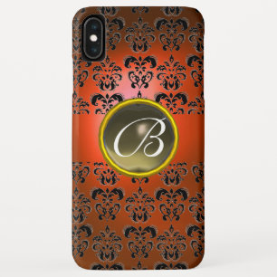 DAMASK GEM MONOGRAM Orange schwarz iPhone XS Max Hülle
