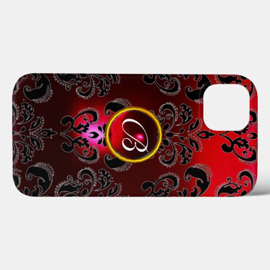 DAMASK GEM MONOGRAM Red Burgundy Black Case-Mate iPhone Hülle (Rückseite (Horizontal))