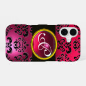 DAMASK GEM MONOGRAM Rosa Red Ruby iPhone 16 Hülle (Rückseite (Horizontal))