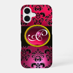 DAMASK GEM MONOGRAM Rosa Red Ruby iPhone 16 Hülle