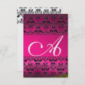 DAMASK GEM MONOGRAM Rosa uAwg Einladung (Vorne/Hinten)