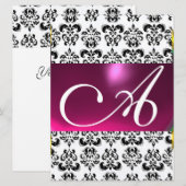 DAMASK GEM MONOGRAM rosa weiß Einladung (Vorne/Hinten)