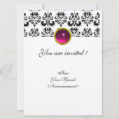 DAMASK GEM MONOGRAM rosa weiß Einladung (Rückseite)