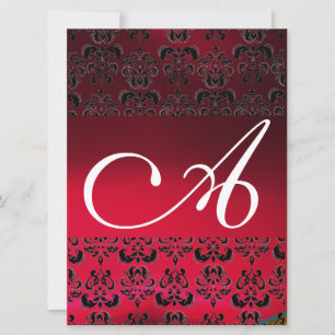 DAMASK GEM MONOGRAM rot burgunder weiß Einladung