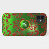 DAMASK GEM MONOGRAM rot Case-Mate iPhone Hülle (Rückseite (Horizontal))