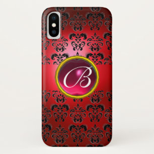 DAMASK GEM MONOGRAM Rot Rosa Fuchsia iPhone X Hülle