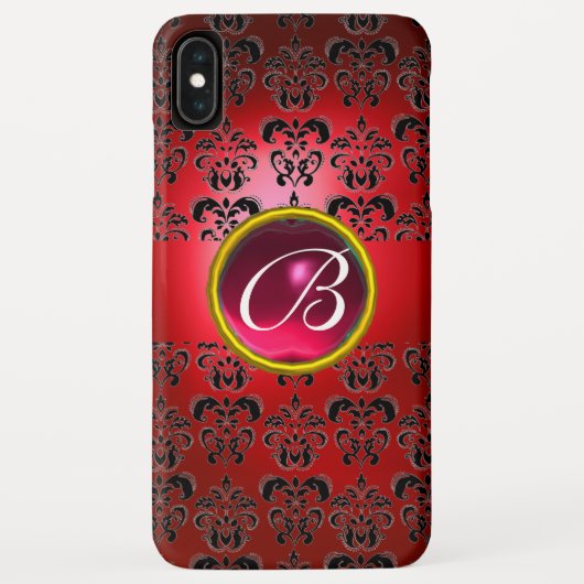DAMASK GEM MONOGRAM rot schwarz orange Case-Mate iPhone Hülle (Rückseite)