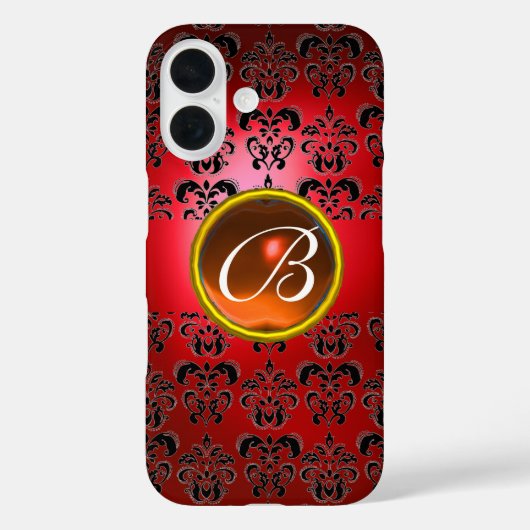 DAMASK GEM MONOGRAM rot schwarz orange Case-Mate iPhone Hülle (Rückseite)