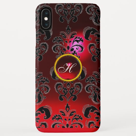 DAMASK GEM MONOGRAM Roter Bordeaux Case-Mate iPhone Hülle (Rückseite)