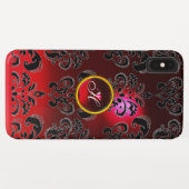 DAMASK GEM MONOGRAM Roter Bordeaux Case-Mate iPhone Hülle (Rückseite (Horizontal))