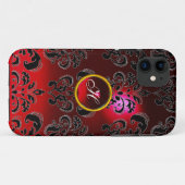 DAMASK GEM MONOGRAM Roter Bordeaux Case-Mate iPhone Hülle (Rückseite (Horizontal))
