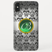 DAMASK GEM MONOGRAM weiß schwarz grün Case-Mate iPhone Hülle (Rückseite)