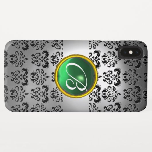 DAMASK GEM MONOGRAM weiß schwarz grün Case-Mate iPhone Hülle (Rückseite (Horizontal))