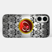 DAMASK GEM MONOGRAM weiß schwarz rot Case-Mate iPhone Hülle (Rückseite (Horizontal))