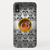 DAMASK GEM MONOGRAM White Black Oang Case-Mate iPhone Hülle (Rückseite)