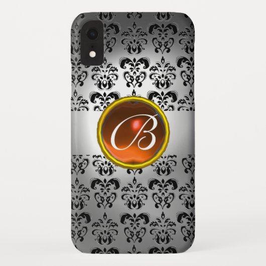 DAMASK GEM MONOGRAM White Black Oang Case-Mate iPhone Hülle (Rückseite)