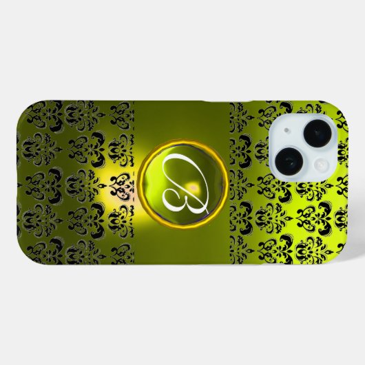 DAMASK GEM MONOGRAM Yellow Case-Mate iPhone Hülle (Rückseite (Horizontal))