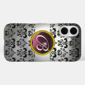 DAMASK GEM MONOGRAMM lila schwarz Case-Mate iPhone Hülle (Rückseite (Horizontal))